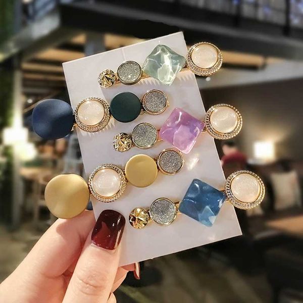 

6 style lady round crystal candy color tiara hairpin fashion exquisite women party hair pins charm womens accessories, Golden;white