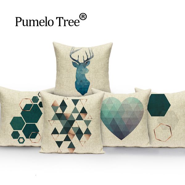 

геометрическая наволочка зеленый синий открытый подушки высокого качества льняной бросьте подушки подушки декоративные пользовательские обло