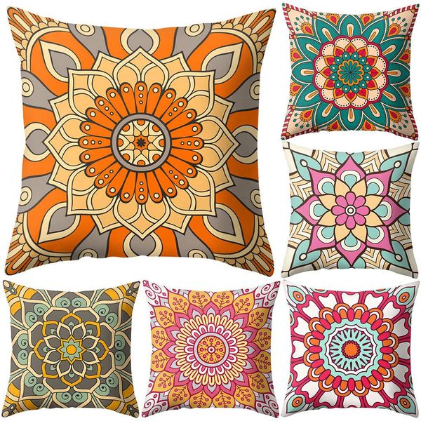 

40# 45x45cm mandala flower square cushion cover pillow case sofa bed car chair decor pillowcase