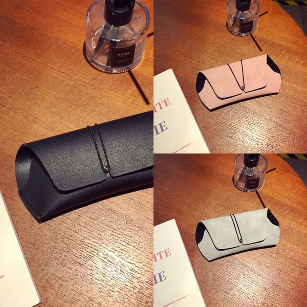 

women's simple creative anti-pressure portable men's frosted leather box sun sun glasses sun myopia glasses box