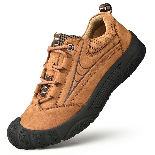 

men's shoes big yards antiskid men leather outdoor leisure shoes breathable waterproof hiking men's movement, Black