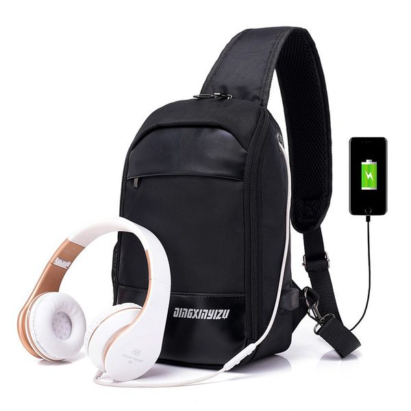 

2020 new multifunction crossbody bag for men waterproof single shoulder messenger male short trip chest usb charging business