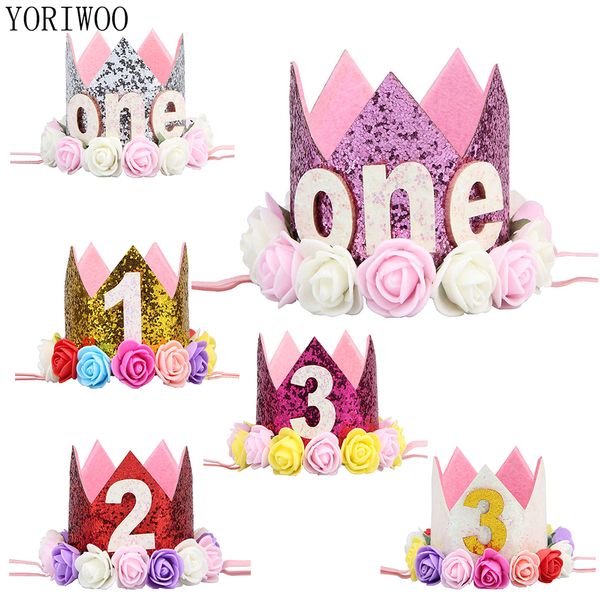 

yoriwoo baby 1st birthday hat cap 2nd birthday my first princess crown 3rd one year old happy party decorations kids