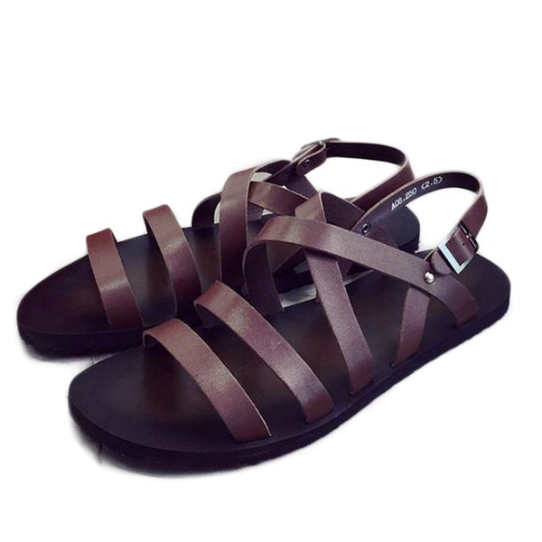 

2020 new summer men's sandal shoes black/brown rome leather sandals men summer beach gladiator zapatos hombre, size 38-43