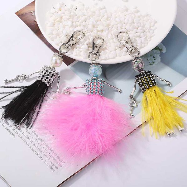 

ylwhjj 2020 brand doll baby cute new keychain for women car pendant girls statement handmade fashion jewelry bag key chains, Silver