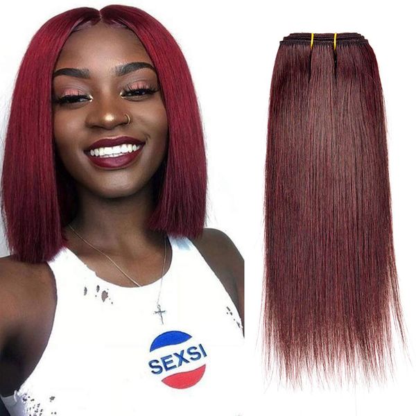 Hot Sale 8 Inch Bob Wavy Straight Weave Burgundy Peruvian Virgin