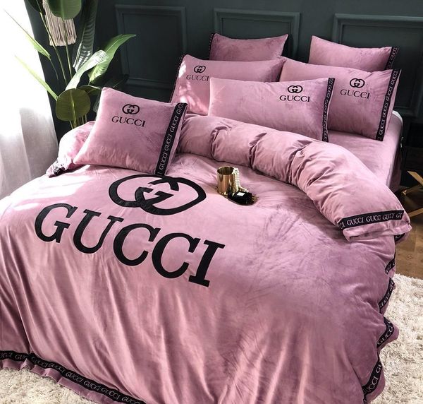 Classic Bedding Set 4 Size Grey Blue Flower Bed Linen 3 Duvet