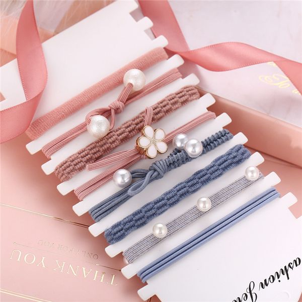 

3/6/8 шт жемчужный цветок основные эластичные ленты для волос для девочек розовый галстук резинка резинка кольцо резинки 2020 набор аксессуа, Slivery;white