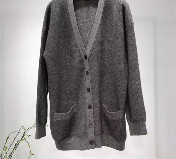 

women's long sweater coat single breasted v-neck solid color long sleeve knitted cardigan with double pockets, White
