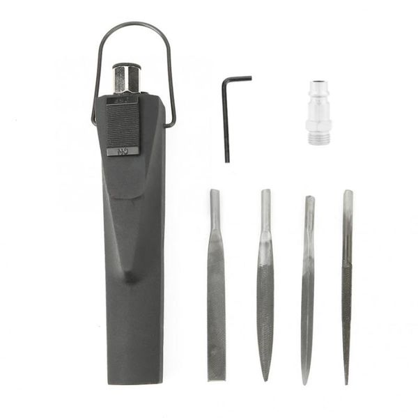 

3700spm pneumatic air powered file 1/4" air inlet 3/8" hose connector include 1 flat cut+1 half round+1 round+1 triangular file