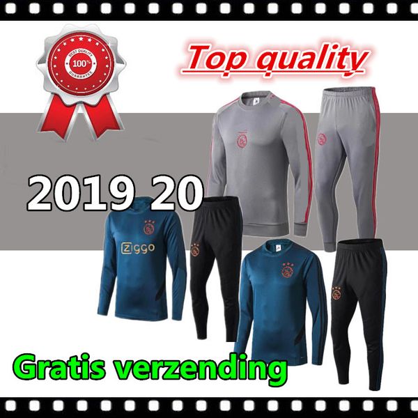 

new ajax 2019 20 training suit 19 20 ajax tracksuit huntelaar de beek dolberg kluivert football uniform size s-3xl, Black