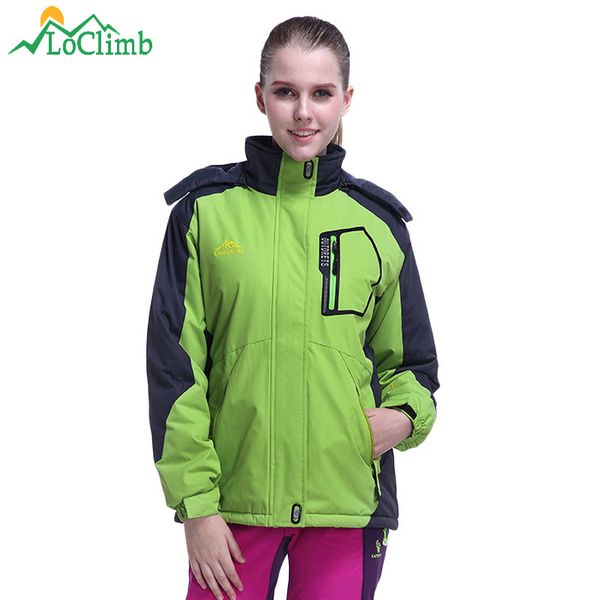 

loclimb thick fleece winter hiking jackets women waterproof windproof sport coats trekking camping ski women's windbreaker,aw147, Blue;black