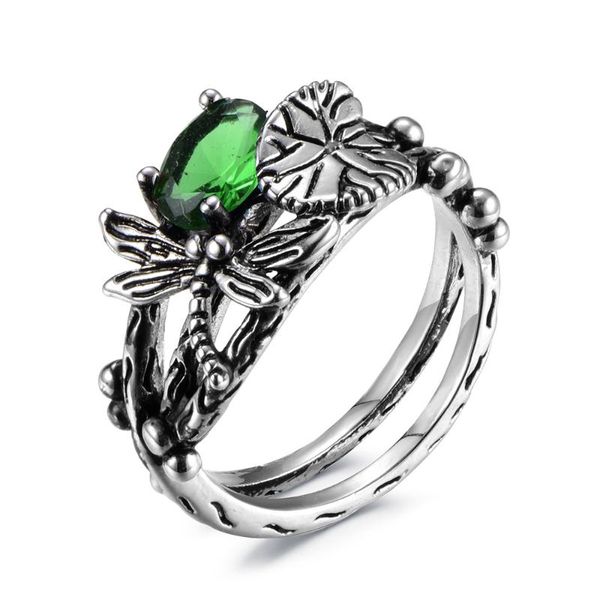 

rings for women vintage style dragonfly lotus multicolor crystal antique silver color daily gift fashion jewelry kar324, Golden;silver
