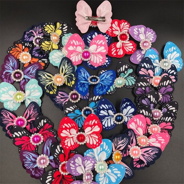 

baby girl hairpin children hair accessories barrettes baby girls rhinestone bows with hair clips kids flower hairpins c085, Slivery;white