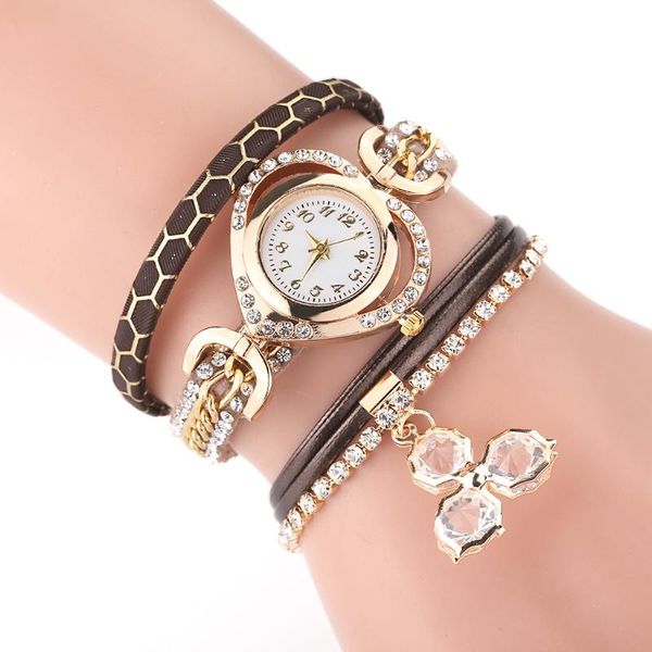 

new arrival women watches analog quartz wrist watch vintage shining love crystal bracelet dial zegarek damski#d18, Slivery;brown
