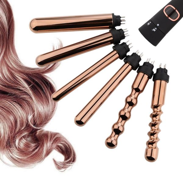 

professional 5 in 1 rose gold curling iron wand hair curler with tripe titanium hair curler set wand curling variety curly tool