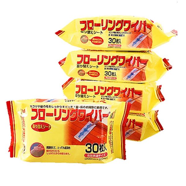 

30шт / уп одноразовое постельное белье уборки пола салфетки электростатического пыли шваброй бумаги 5 пачек