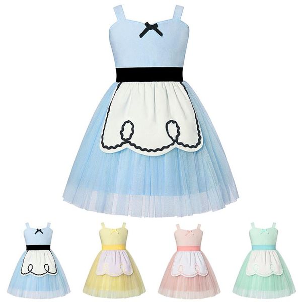 

baby girl alice dress малыш мультфильм алиса в стране чудес костюм детская летняя одежда дети день рождения необычные платья принцессы, Red;yellow