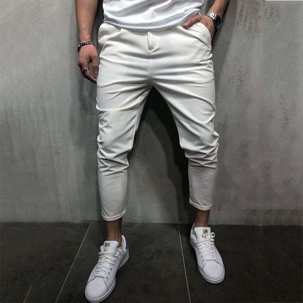 

e-baihui men's solid color casual pants wild straight long pants men trousers l174, Black