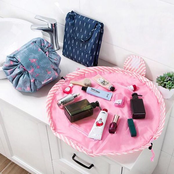 

drawstring makeup case storage pouch toiletry wash kit women travel organizer pouch toiletry wash printing design cosmetic bag