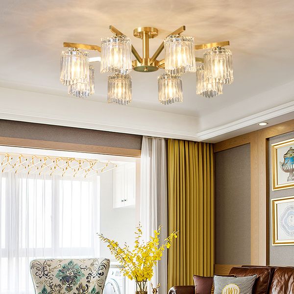 Latest Design Modern Copper Glass Chandelier Ceiling Lights Luxury Gold Flush Mount Chandelier Lamp Led Ceiling Light Fixtures Edison Bulb Chandelier