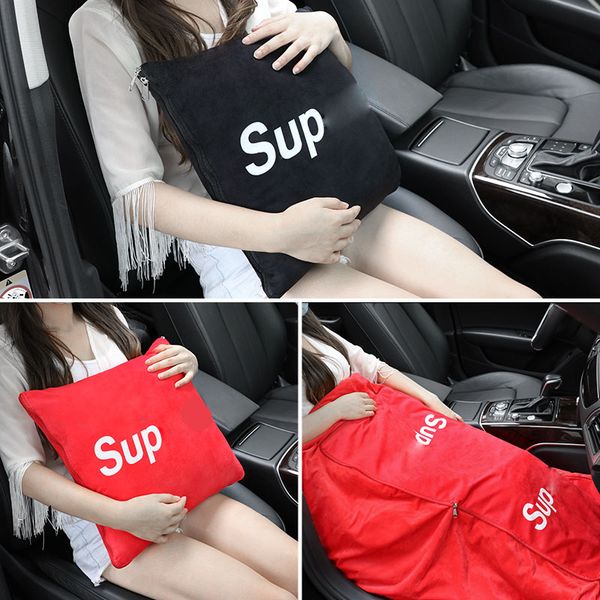 

multifunctional cotton cartoon quilt blanket portable foldable square throw pillow 2-in-1 traveling blanket kids cot car 42*42