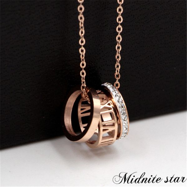 

new pendants three circles hollow out roman numerals pendant necklace for woman gestone jewelry martick mother's necklace, Silver