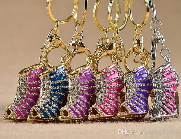 

crystal high heel shoes keychain key rings crystal shoes carabiner keychain handbag hangs women metal keyring jewelry drop ship qjs66325415, Black