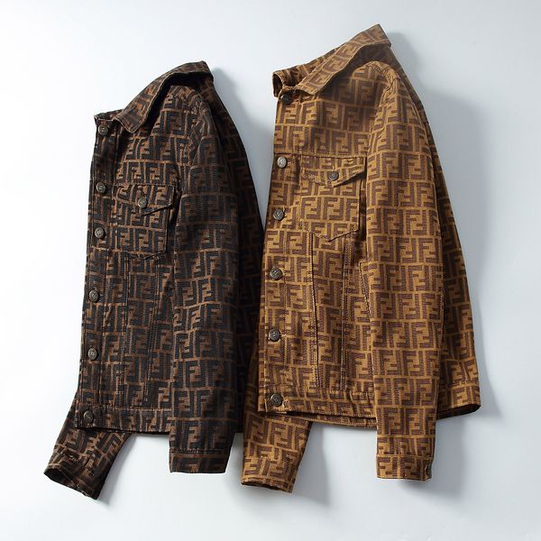 

2019 fashion new italian luxury menswear trend jacket jacket floral monograph denim men's long sleeve collar luxury m-3xl, Black;brown