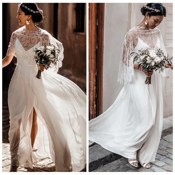 

чувствительная see through top платье свадебные передняя разделить сатин свадебное платье линии с sash поэт с коротким рукавом свадебное пла, White