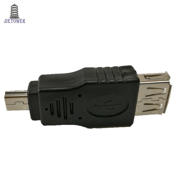 300 teile / los Black USB 2.0 Eine Frau bis Mini USB B 5pin männlicher Plug OTG Hostadapter Converter Connector