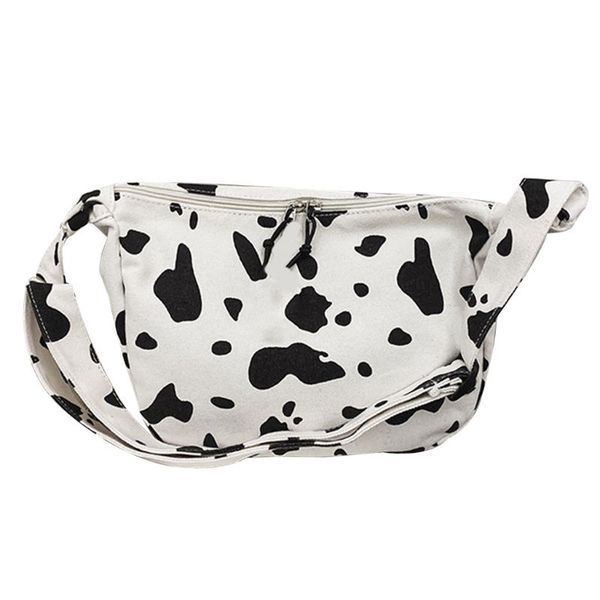 

women ladies cartoon cow print shoulder bag canvas crossbody tote phone purse messenger satchel tote