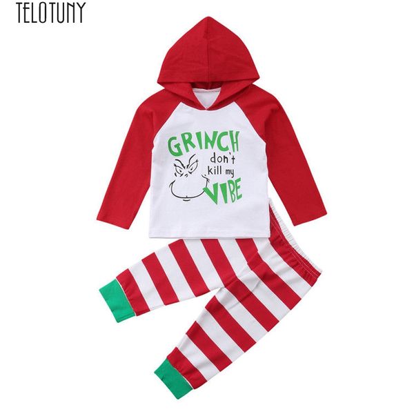 

telotuny outfit baby girl boy infant christmas hooded striped pants set 2pcs outfit clothes baby sets casual new nov17, White