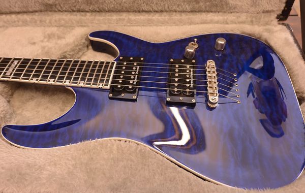 

new custom horizon nt ii guitar neck thru body standard quilt blue seymour duncan pickups maple rosewood fretboard electric guitars