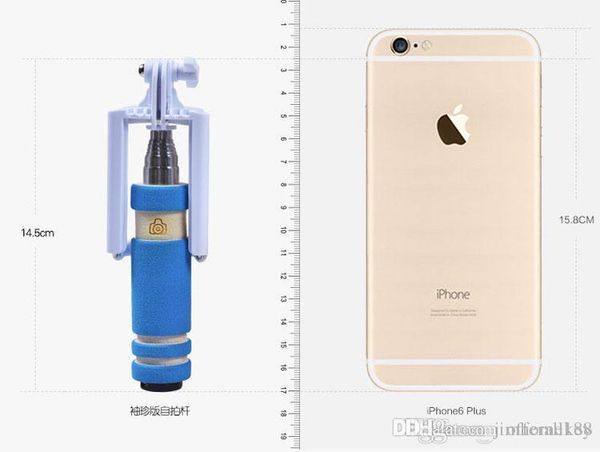 

universal self-portrait wired handheld monopod extendable fold mini selfie stick for iphone samsung htc lg sony smartphone phones camera