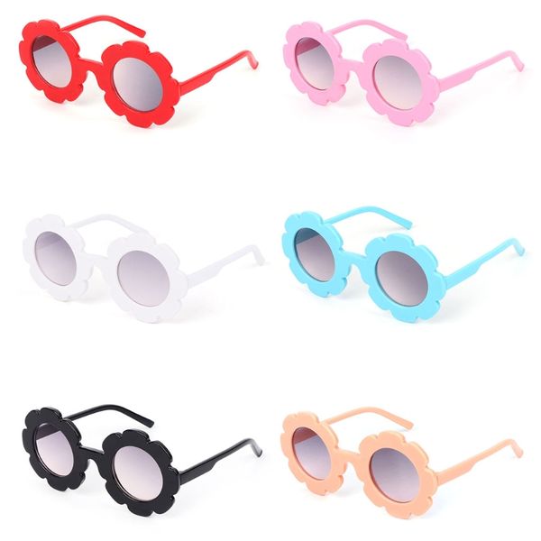 

kids sunglasses cute flower frame round fashion uv400 summer protector, White;black