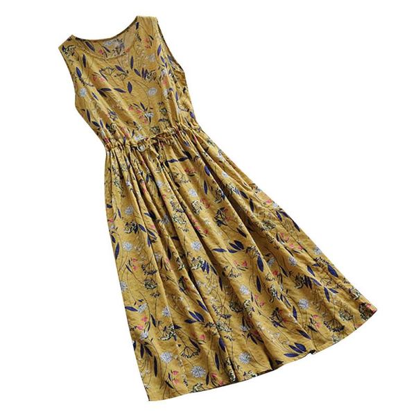 

chamsgend women's sleeveless beach boho floral print dress floral short skirt summer leisure seaside holiday beach skirt