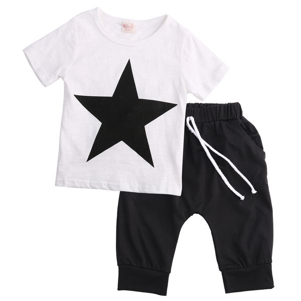 

casual kids baby boys camo denim outfit t-shirt pants clothes set, White
