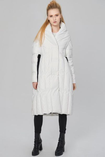 

women's high winter quality coat european parka cloak jackets warm white duck down jacket women coats casaco wxf171, Black