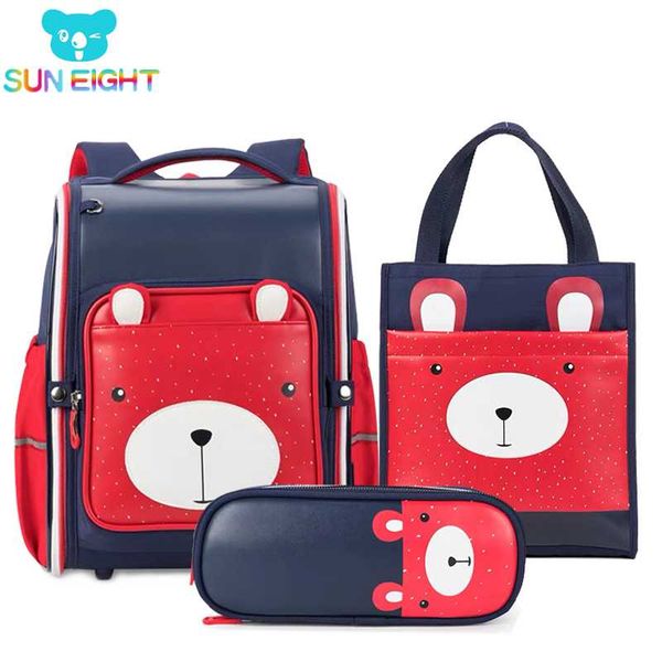 

sun eight orthopedic children backpack set bear school bags for boy girl waterproof kids bags big capacity