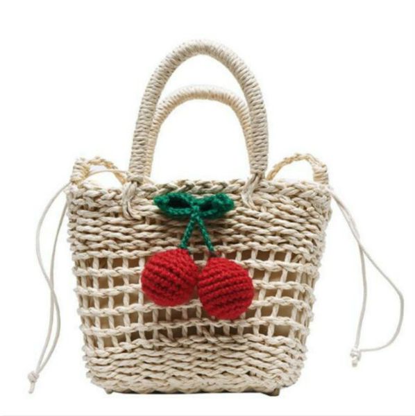 

2020 designer luxury handbags purses women cherry straw bags girls lovely seaside holiday beach bag shoulder bag
