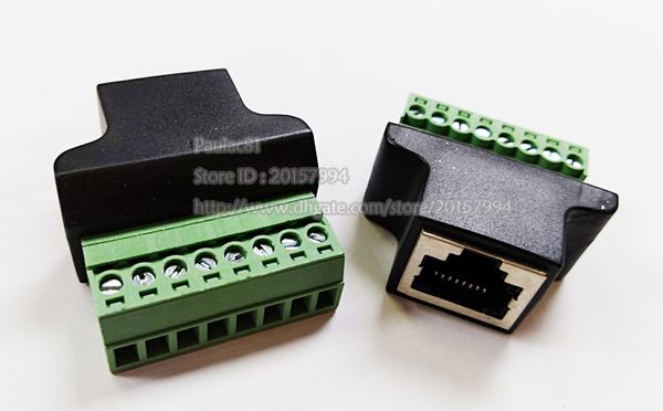 Hochwertiger Ethernet 8P8C RJ45-Buchsenstecker auf AV-Terminal-Stecker-Adapter/2 Stück