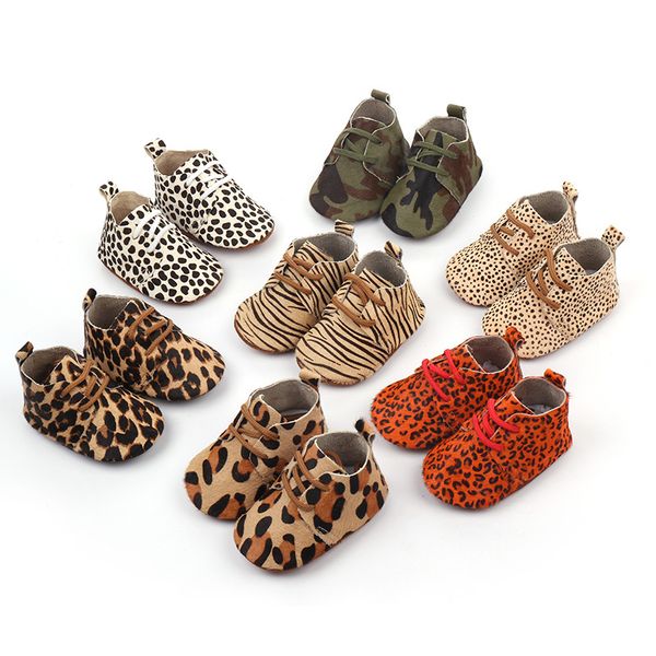 

genuine leather baby shoes leopard print baby moccasins horse hair boys first walkers lace girls soft shoes