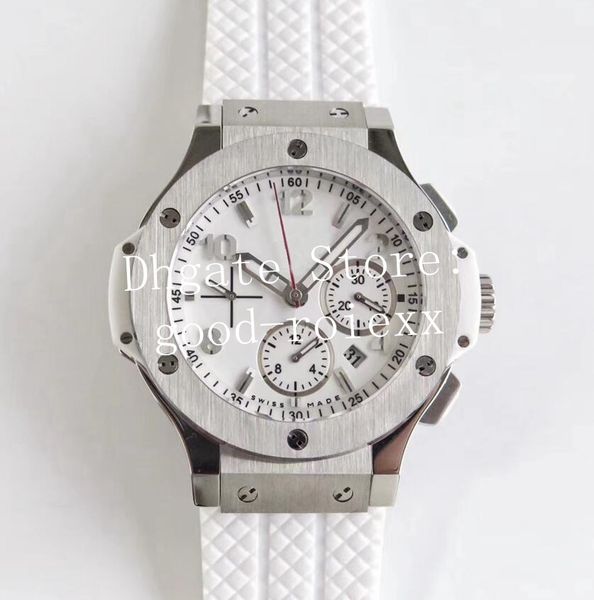 

3 style 44mm men's wristwatches chronograph watches mens automatic cal.4100 movement valjoux men rubber sport eta swiss watch eta satch, Slivery;brown