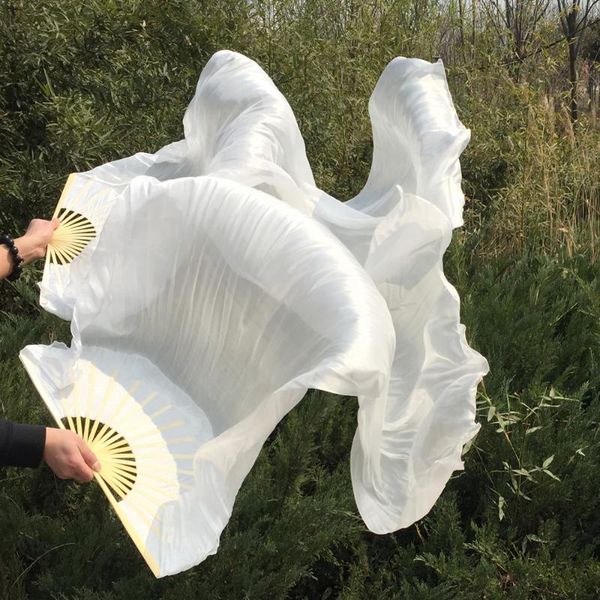 

2019 1 pair 1.8m*0.9m belly dance silk fan veils colour 11, Black;red