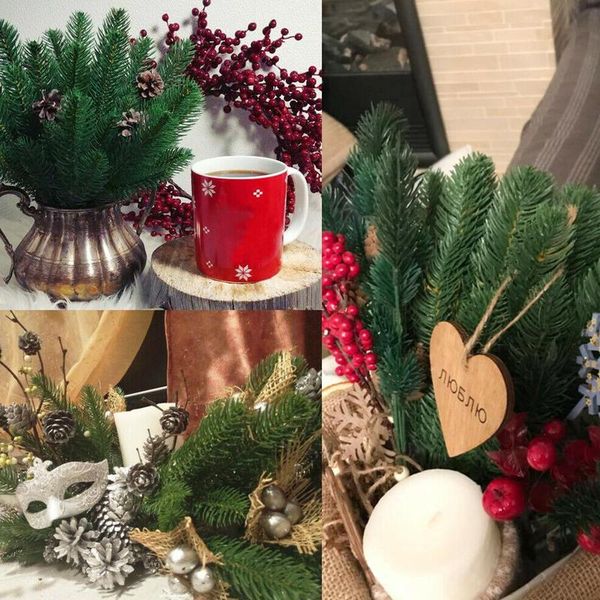 

10PCS Artificial Pine Branches Fake Plants Artificial flowers Christmas Tree for Xmas Tree Ornaments Decorations