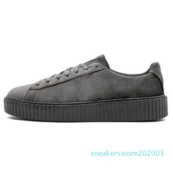 

discounts pm rihanna fenty creeper 2019 classic platform casual shoes velvet cracked leather suede men women fashion designer sneakers s03, Black