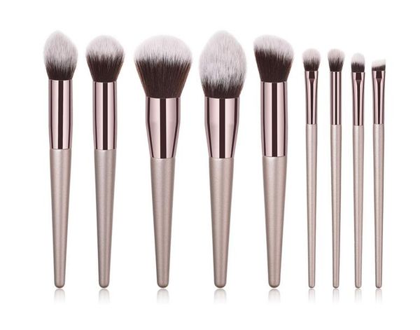 

9pcs makeup brushes set beauty tools brush champagne gold eye shadow brush set