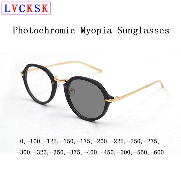 

intelligent pchromic myopia sunglasses for women men retro frame nearsighted glasses driving eyeglasses 0,-1.0~-6.0 n5, White;black