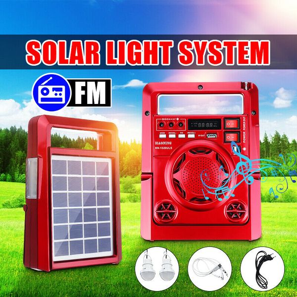 

solar power panel generator usb led light fm am radio system kit for home outdoor power bank function for phone charge
